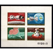 TILBUD - Ungarn - Rumflygning Apollo 13 - Utakket miniark - Postfrisk.